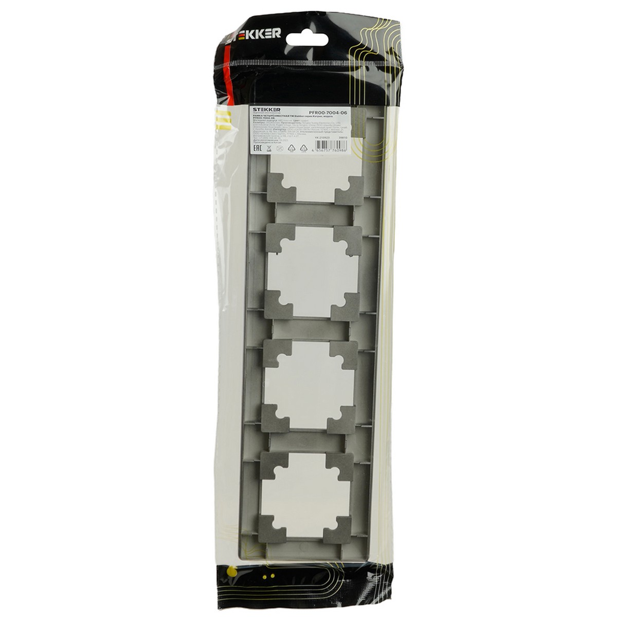 Катрин - Розетки и выключатели Stekker Рамка STEKKER 4-местная Катрин пластик графит PFR00-7004-06 39810