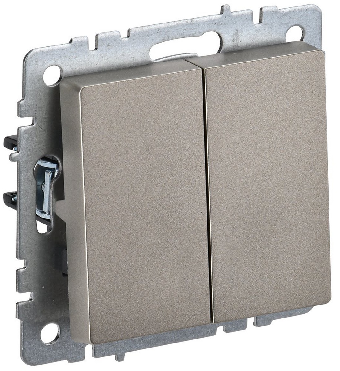 IEK Brite Шампань Выключатель IEK BRITE 2-клавишный проходной 10А ВС10-2-6-БрШ шампань BR-V22-0-10-K37