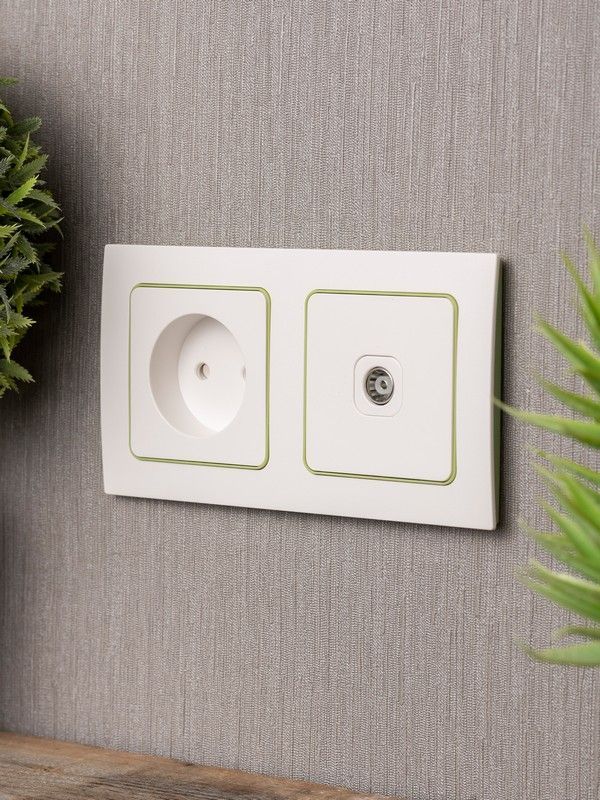 EKF Стокгольм белый Рамка 2-ая EKF PROxima Стокгольм Белый Линия зеленая  EXM-G-303-20