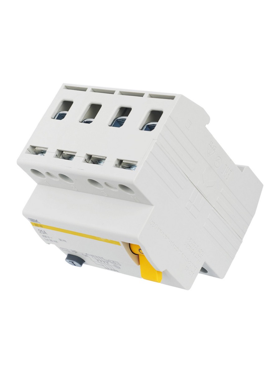 IEK Выключатель дифференциальный IEK KARAT ВД1-63 (УЗО) 4Р 25А 30мА MDV10-4-025-030 