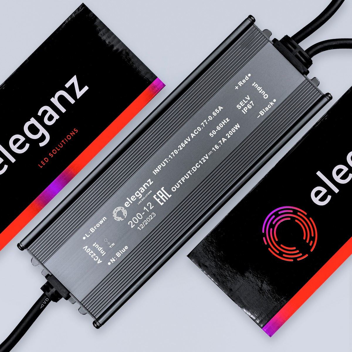 Блок питания для светодиодной ленты Eleganz 12V 200W IP67 герметичный 1192