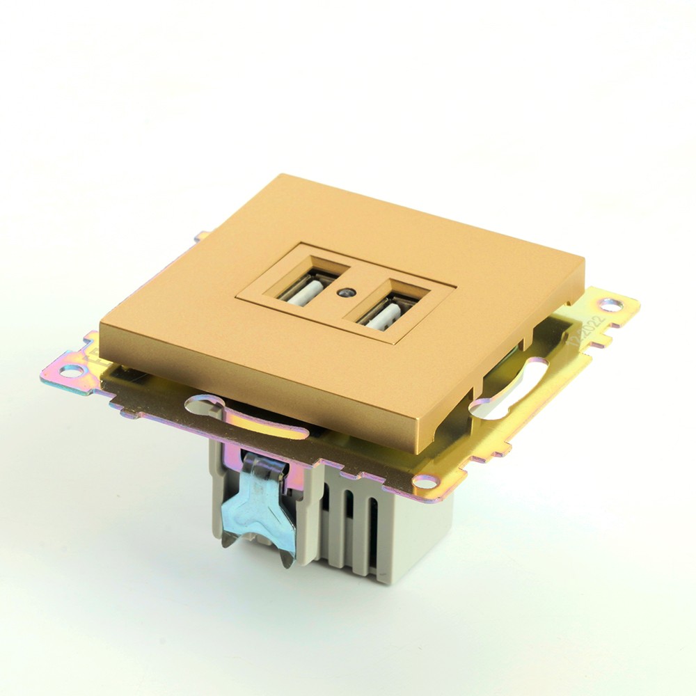 Розетка USB 2-местная STEKKER GLS10-7115-08 250B 21А Катрин золото 49229