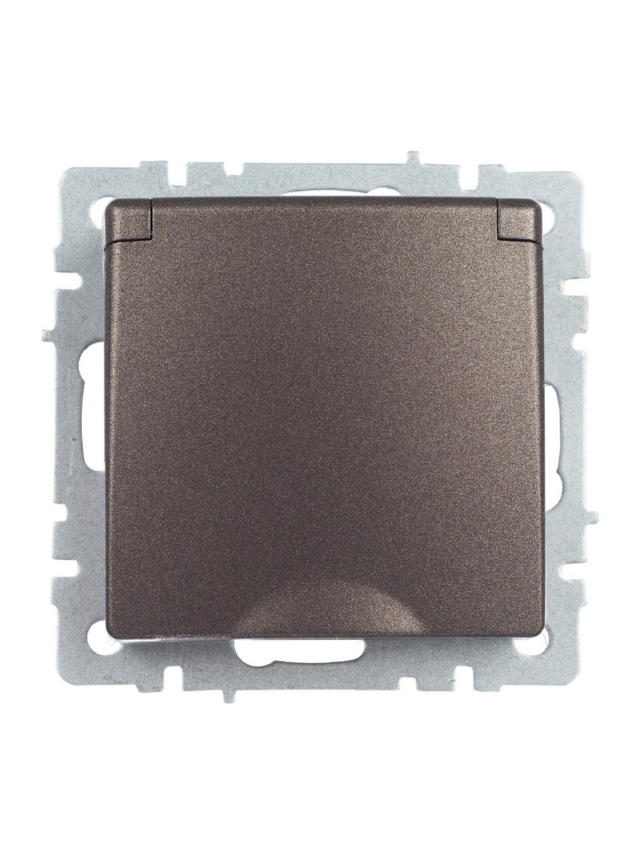 Розетка IEK BRITE с/з с шторками и крышкой 16А IP44 РСбш10-3-44-БрТБ темная бронза BR-R16-16-44-K45