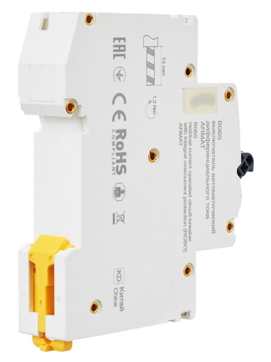 АВДТ Дифф. Автомат IEK ARMAT B06S 1P+NP C25 30мА тип A (18мм) AR-B06S-1N-C25A030