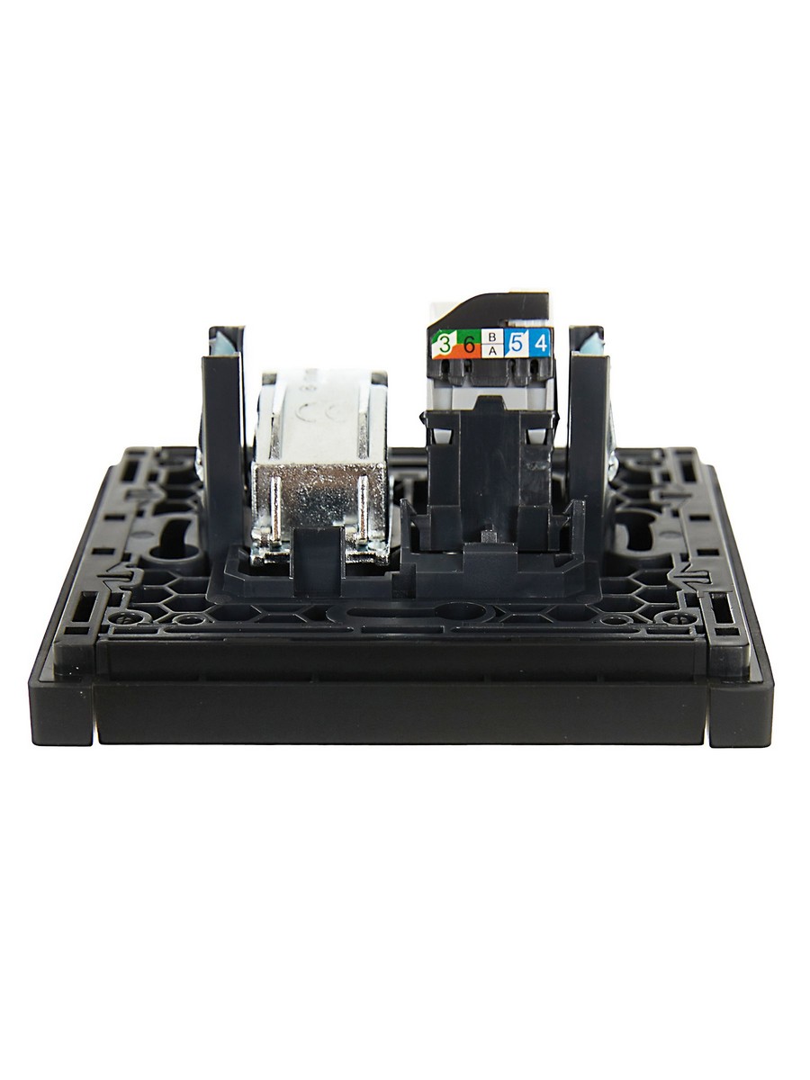 Розетка IEK FORTE&PIANO Черный двойная TV+RJ45 кат.5E FP136