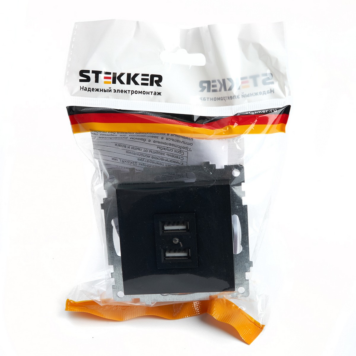Катрин - Розетки и выключатели Stekker Розетка USB 2-местная STEKKER GLS10-7115-05 250B 21А Катрин черный 39616