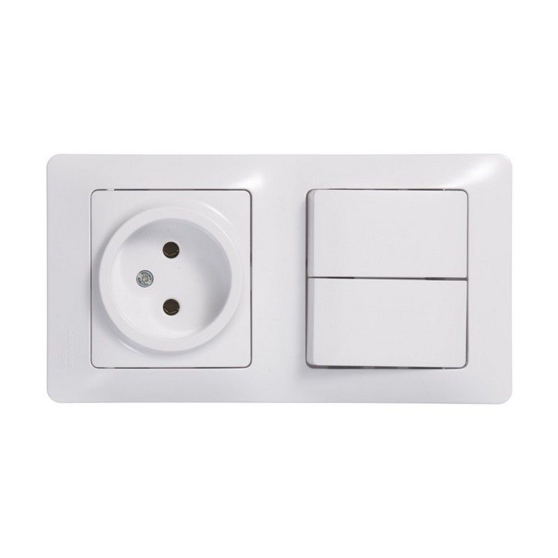 Glossa Белый Блок:Glossa Белый розетка и 2-кл. выключатель GSL000172