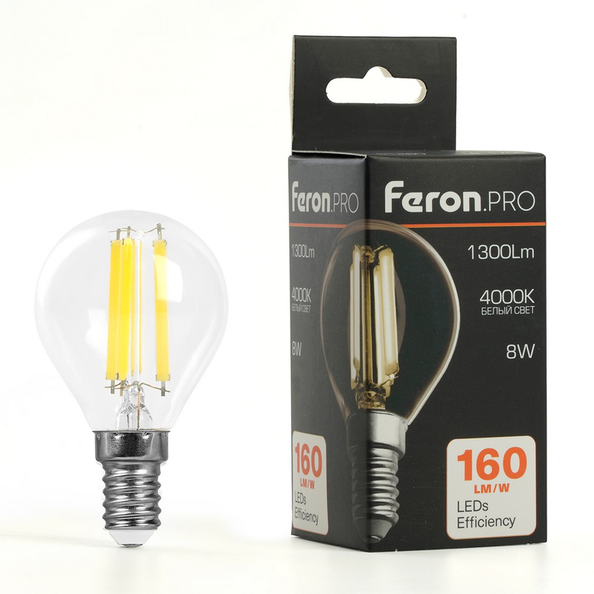 E14 Лампа светодиодная Feron.PRO LB-1708 Шарик E14 8W 175-265V 4000K 51260 