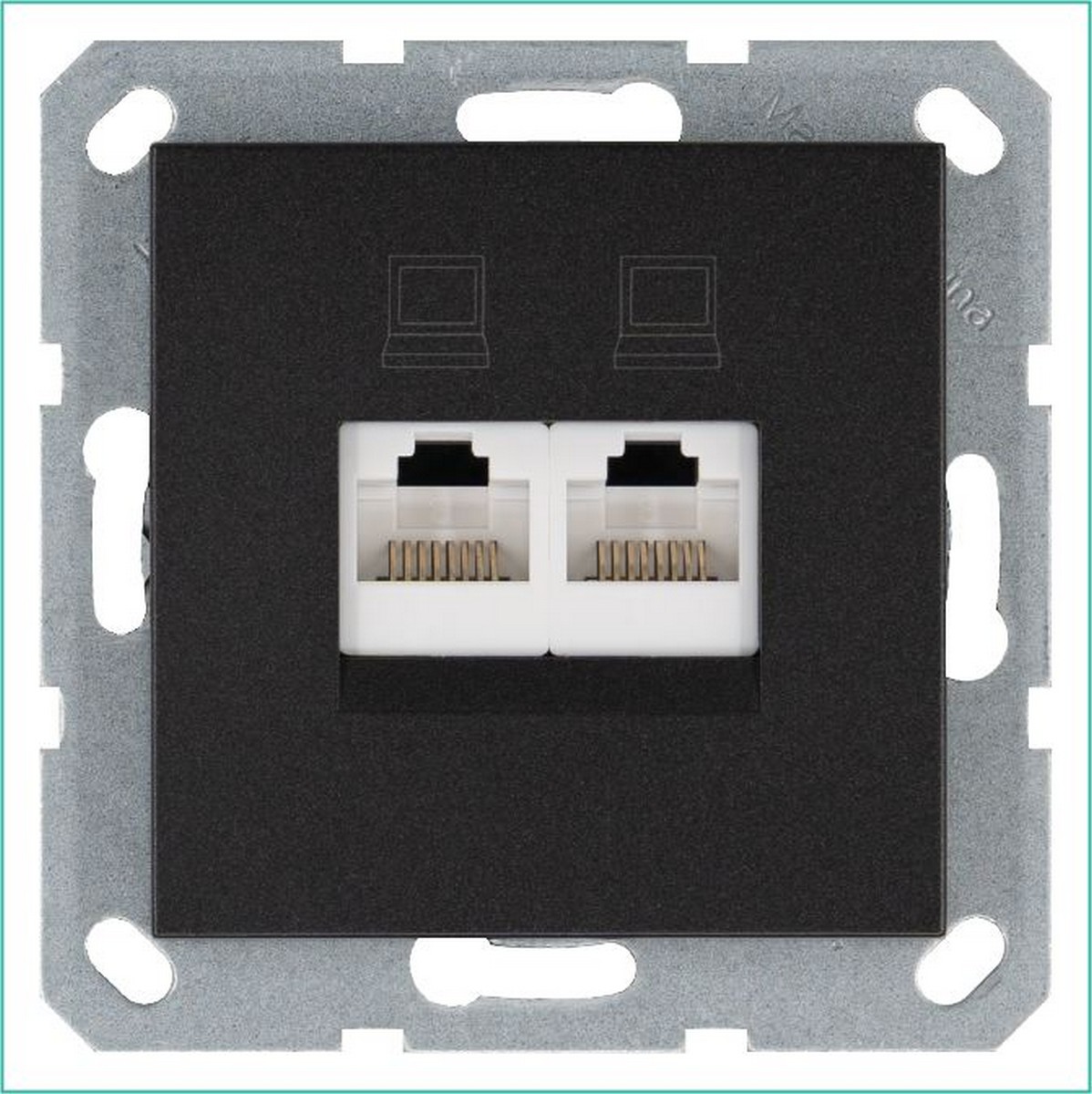 Интернет-розетка JASMART RJ45 двойная Антрацит G6106B