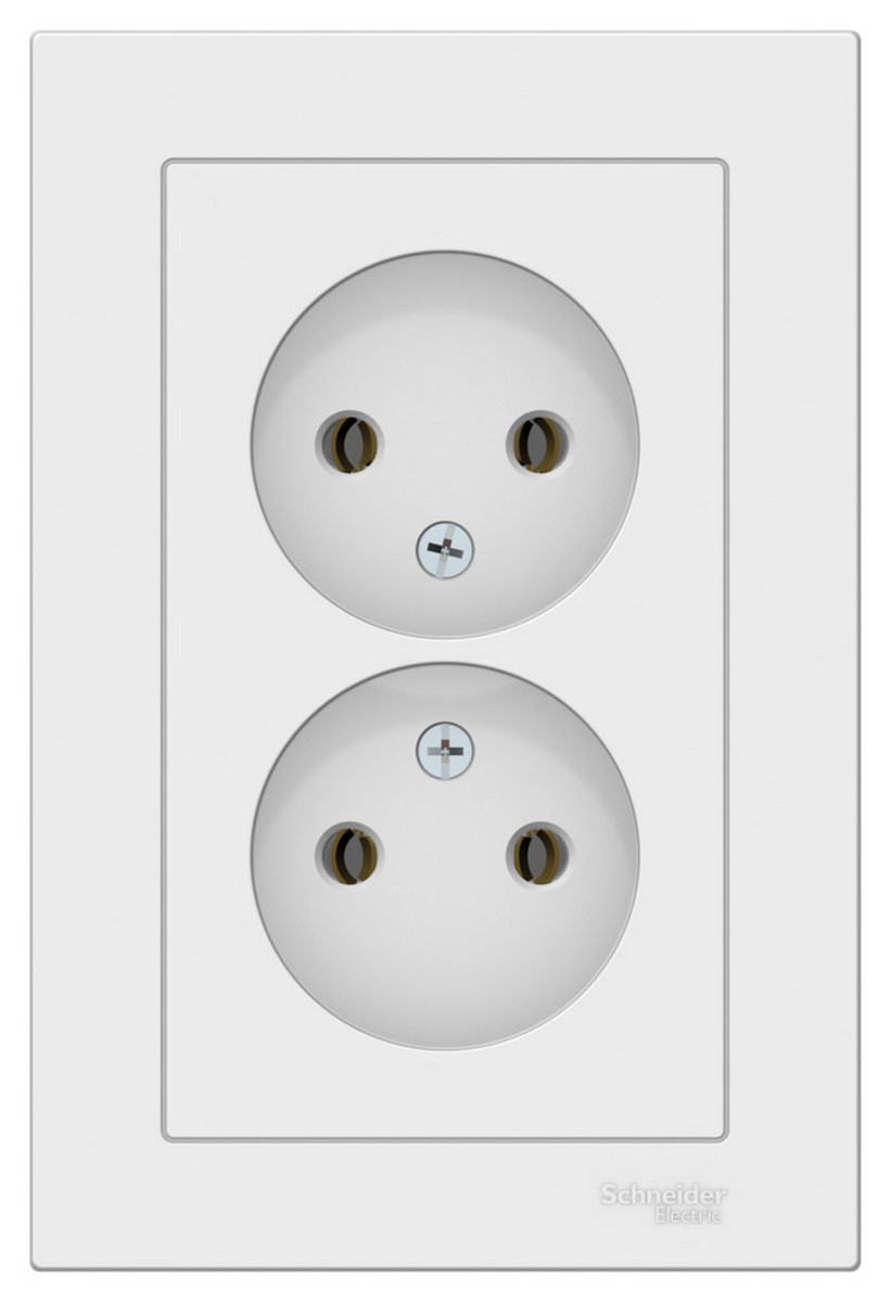 AtlasDesign Лотос Розетка Systeme Electric AtlasDesign Лотос двойная б/з,16А, в ATN001320