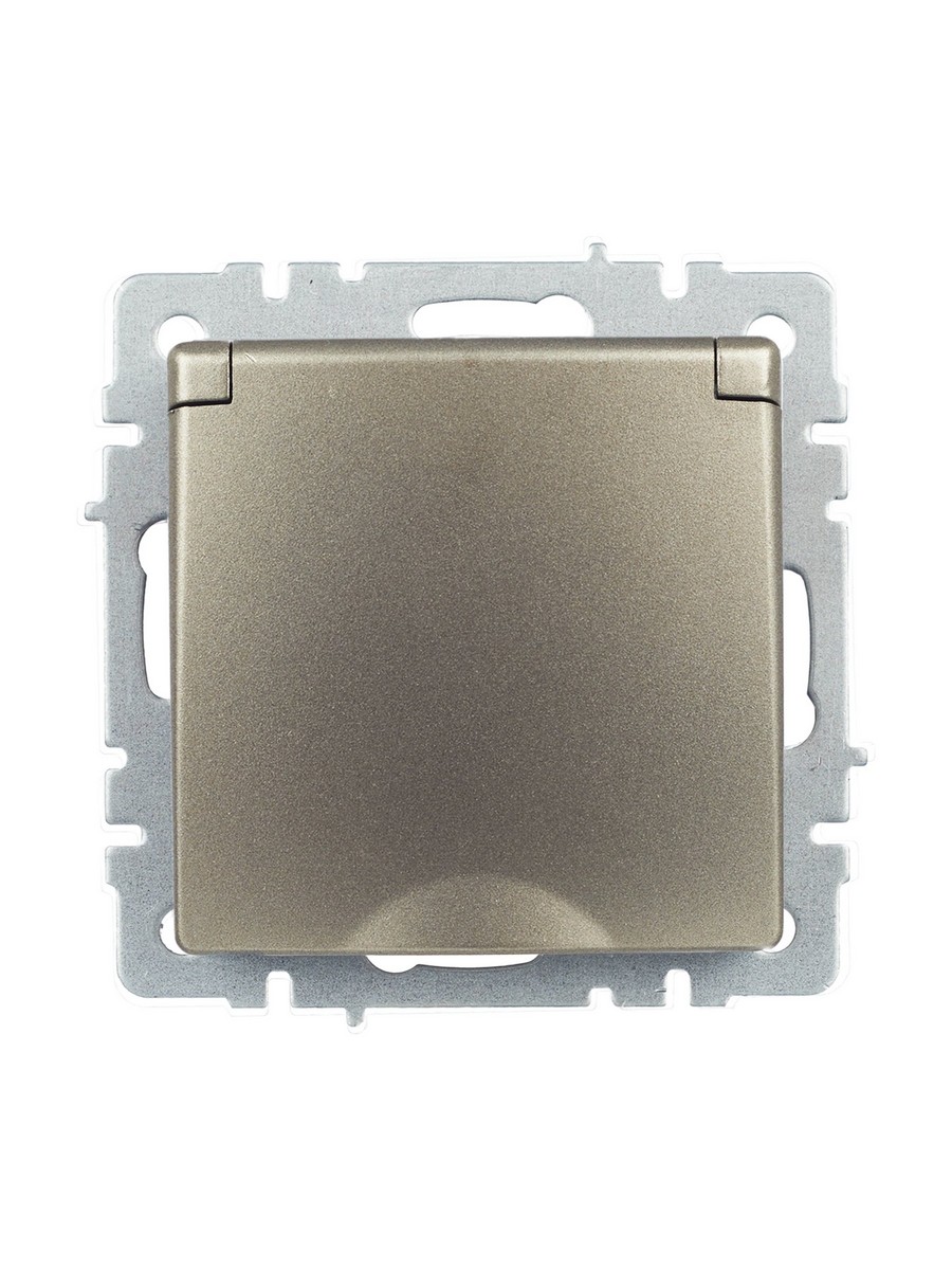Розетка IEK BRITE с/з с шторками и крышкой 16А IP20 РСбш10-3-БрШ шампань BR-R16-16-K37