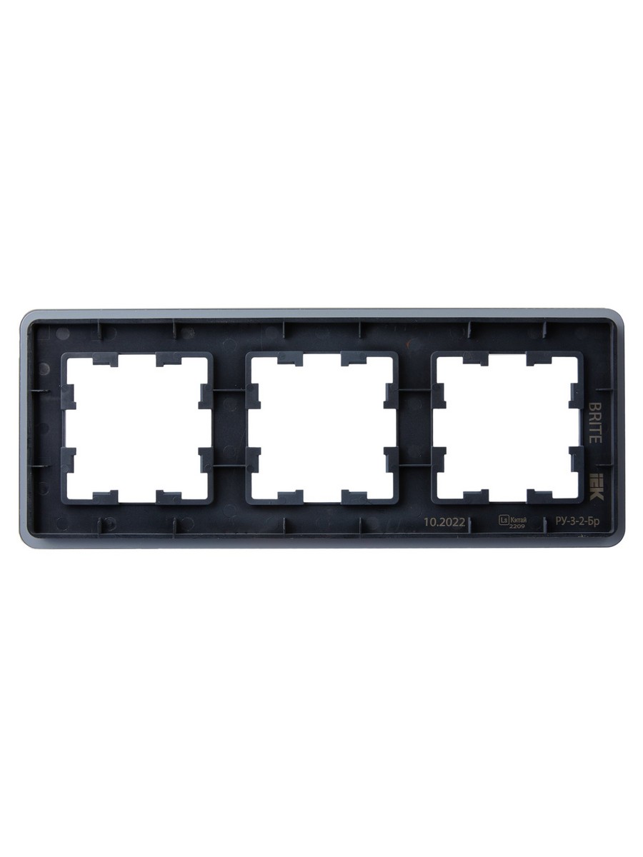 Рамка IEK BRITE DECOR Графит матовый стекло скругл.угол 3-м РУ-3-2-Бр RE BR-M32-G-41-K53
