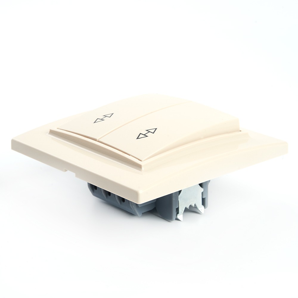 Эрна - Розетки и выключатели Stekker Переключатель 2-клавишный STEKKER PSW10-9008-02 10А Эрна слоновая кость с рамкой 39920