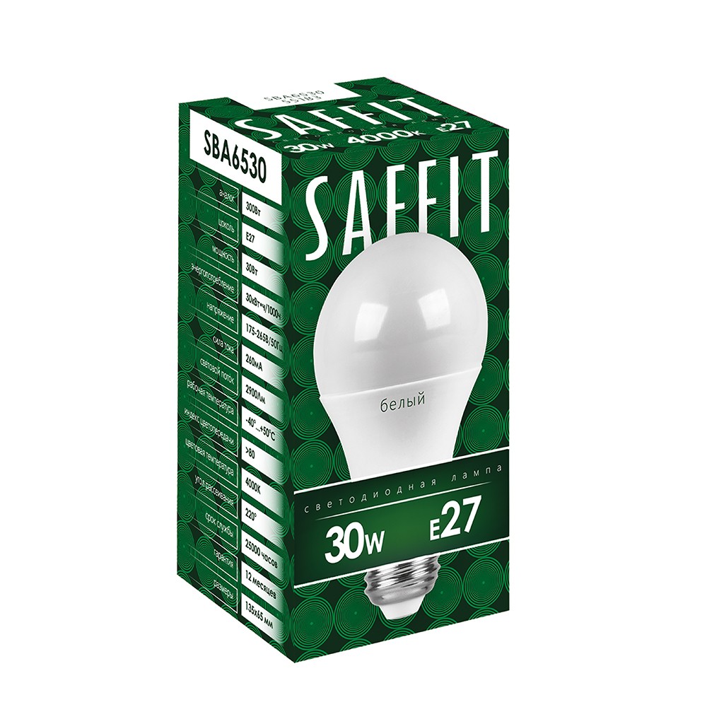 Лампа светодиодная SAFFIT SBA6530 Шар E27 30W 2700K 55182