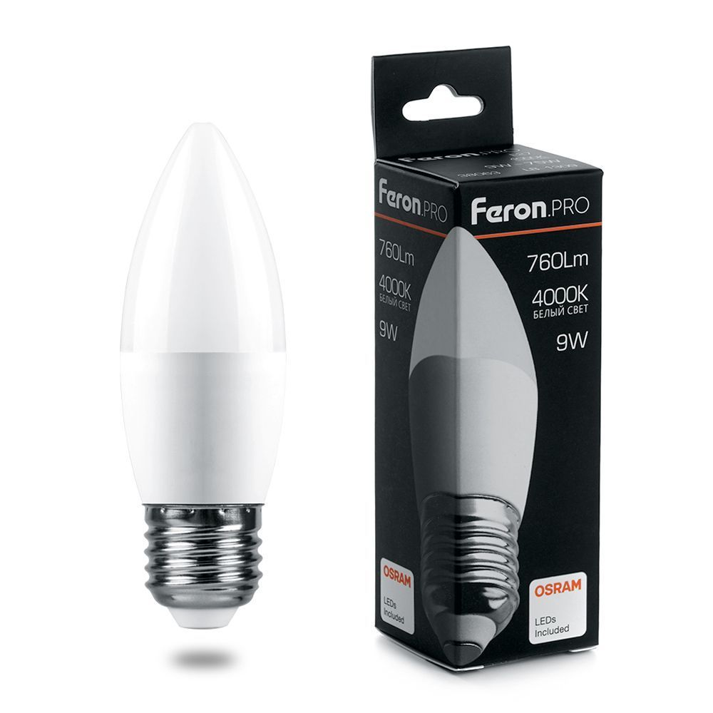 E27 Лампа светодиодная Feron.PRO LB-1307 Свеча E27 7.5W 2700K OSRAM LED 38056 
