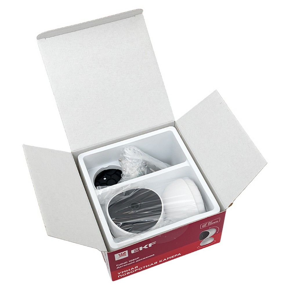 Датчики движения, освещенности и открытия Умная поворотная камера EKF Connect Wi-Fi белая scwf-usb 