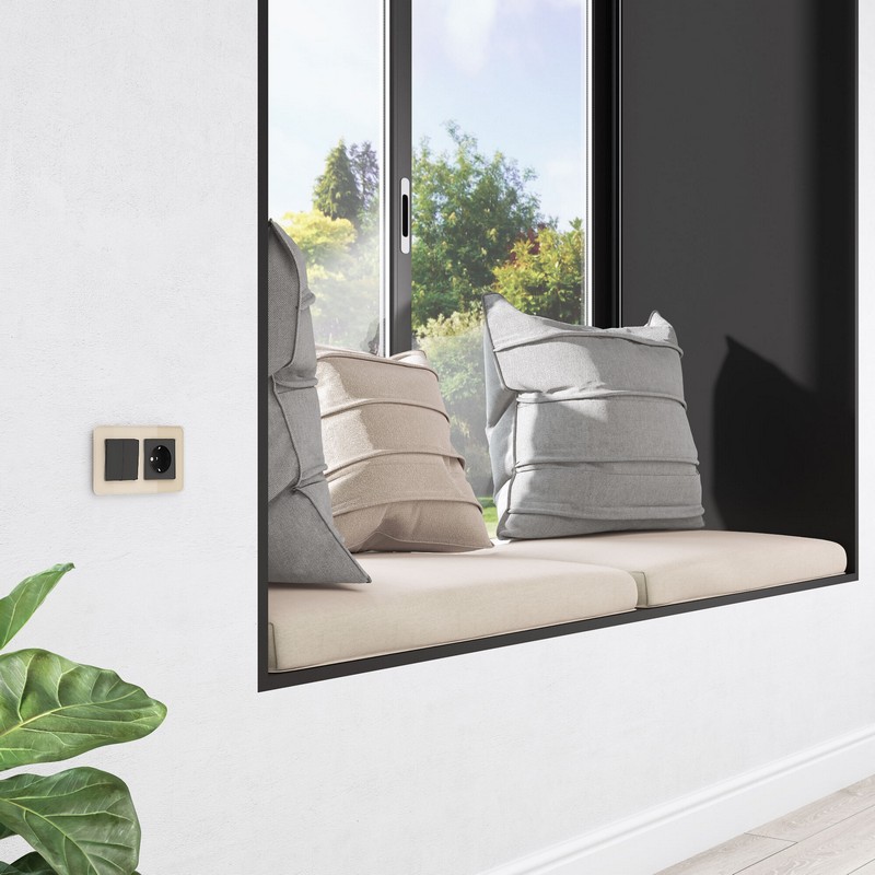 Werkel Черный матовый механизмы Переключатель перекрестный Werkel двухклавишный (чёрный) W1123006