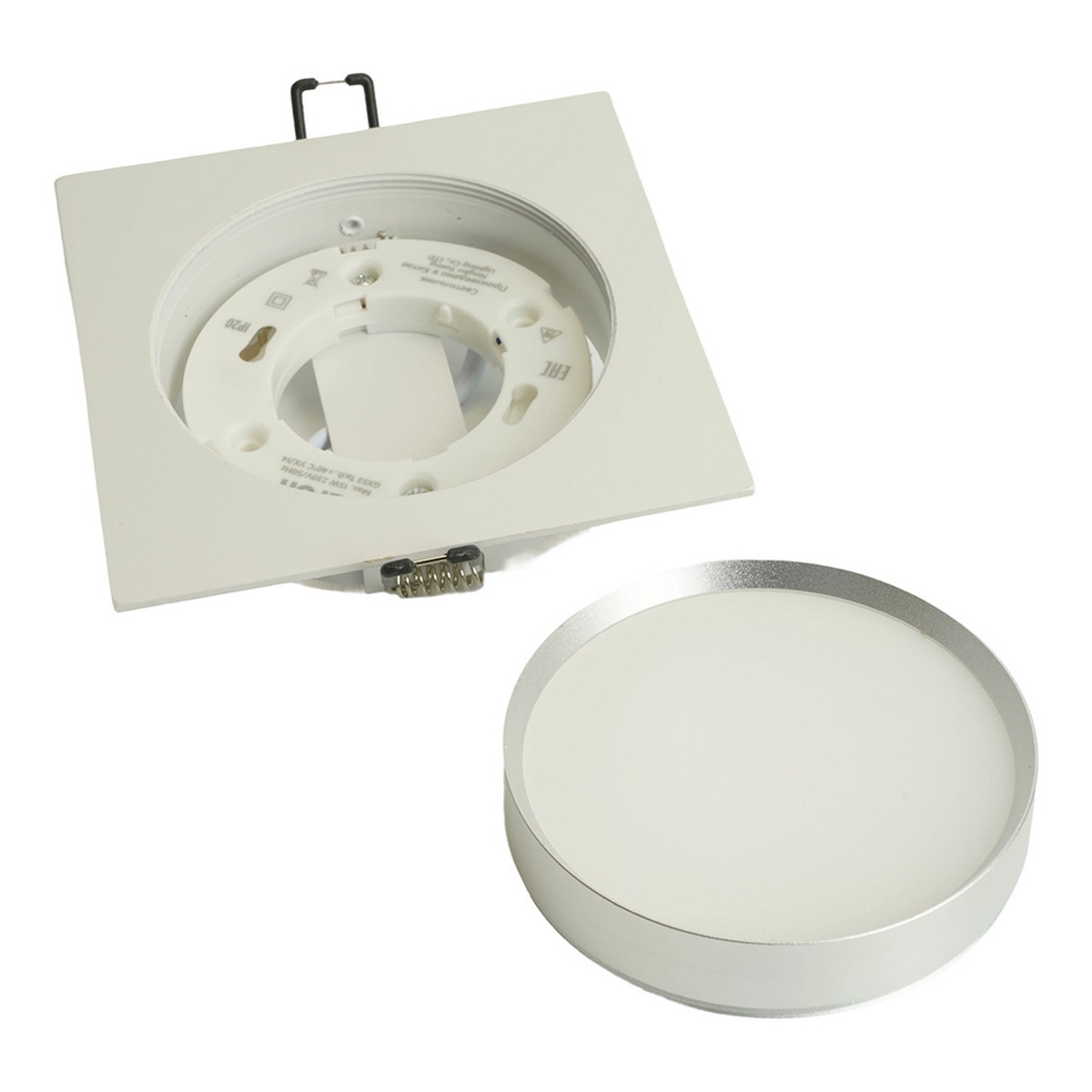 Встраиваемые светодиодные светильники Светильник встраиваемый Feron DL506 потолочный GX53 белый + серебро квадрат 51361 