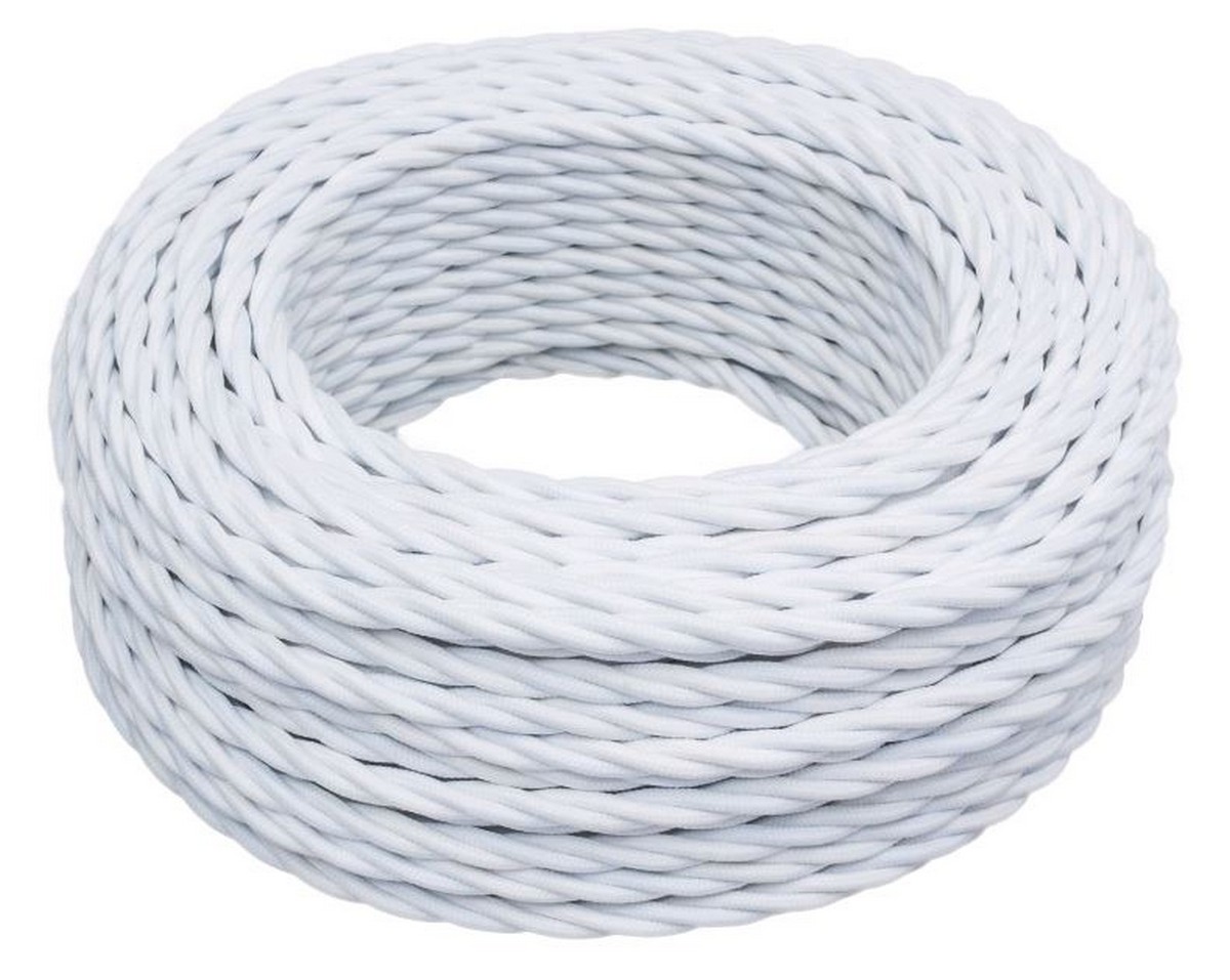 Витой ретро провод (кабель) Витой провод BIRONI Белый матовый 2*0,75 20м B1-422-71-20 