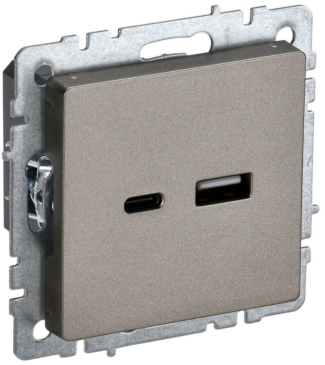 Розетка IEK BRITE USB A+C 18Вт РЮ11-1-БрШ шампань BR-U22-018-K37