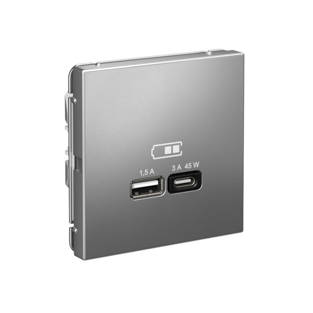 USB Розетка Systeme Electric ArtGallery Сталь A + тип-C 45Вт высокоскор.заряд. QC PD GAL000929