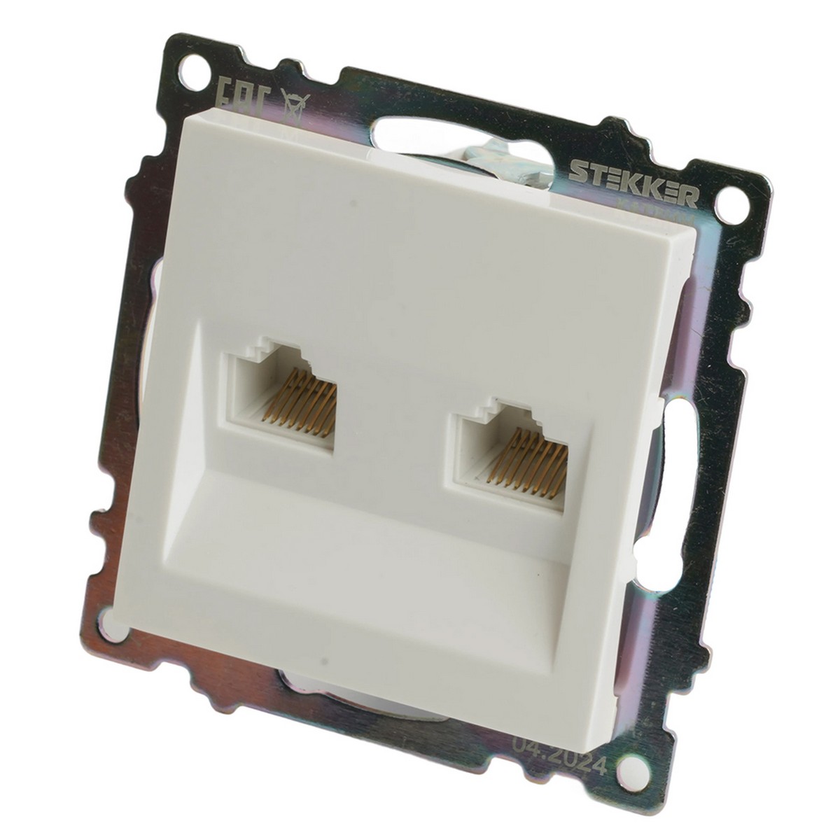 Розетка компьютерная 2-местная RJ-45 STEKKER GLS00-7109-01 Катрин белый 50003