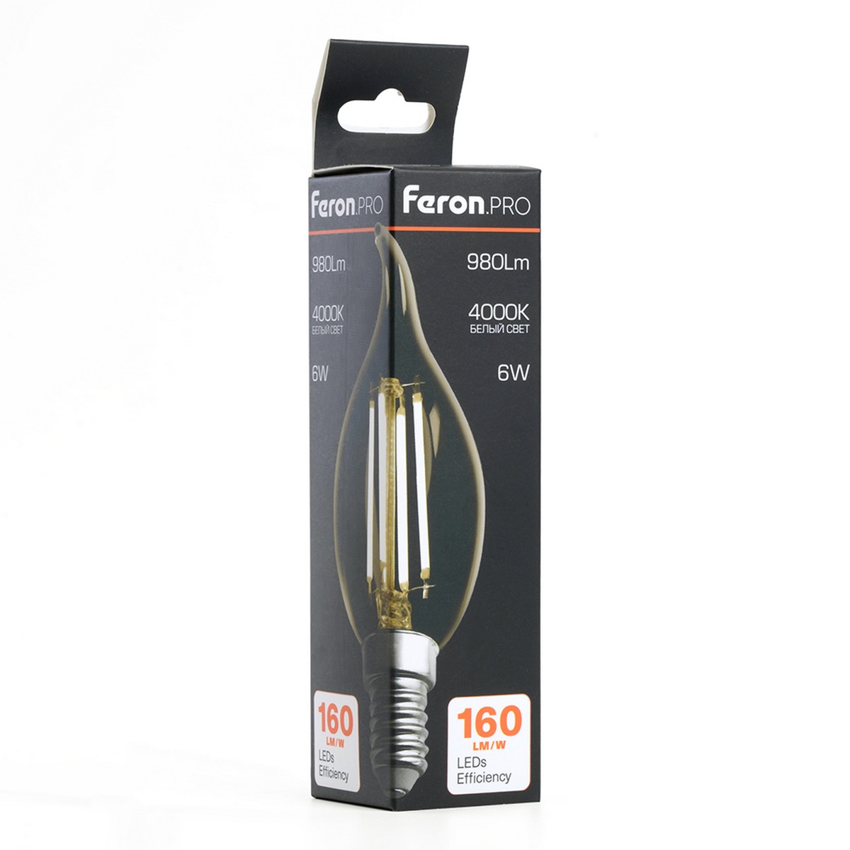 E14 Лампа светодиодная Feron.PRO LB-1216 Свеча на ветру E14 6W 175-265V 4000K 51263 