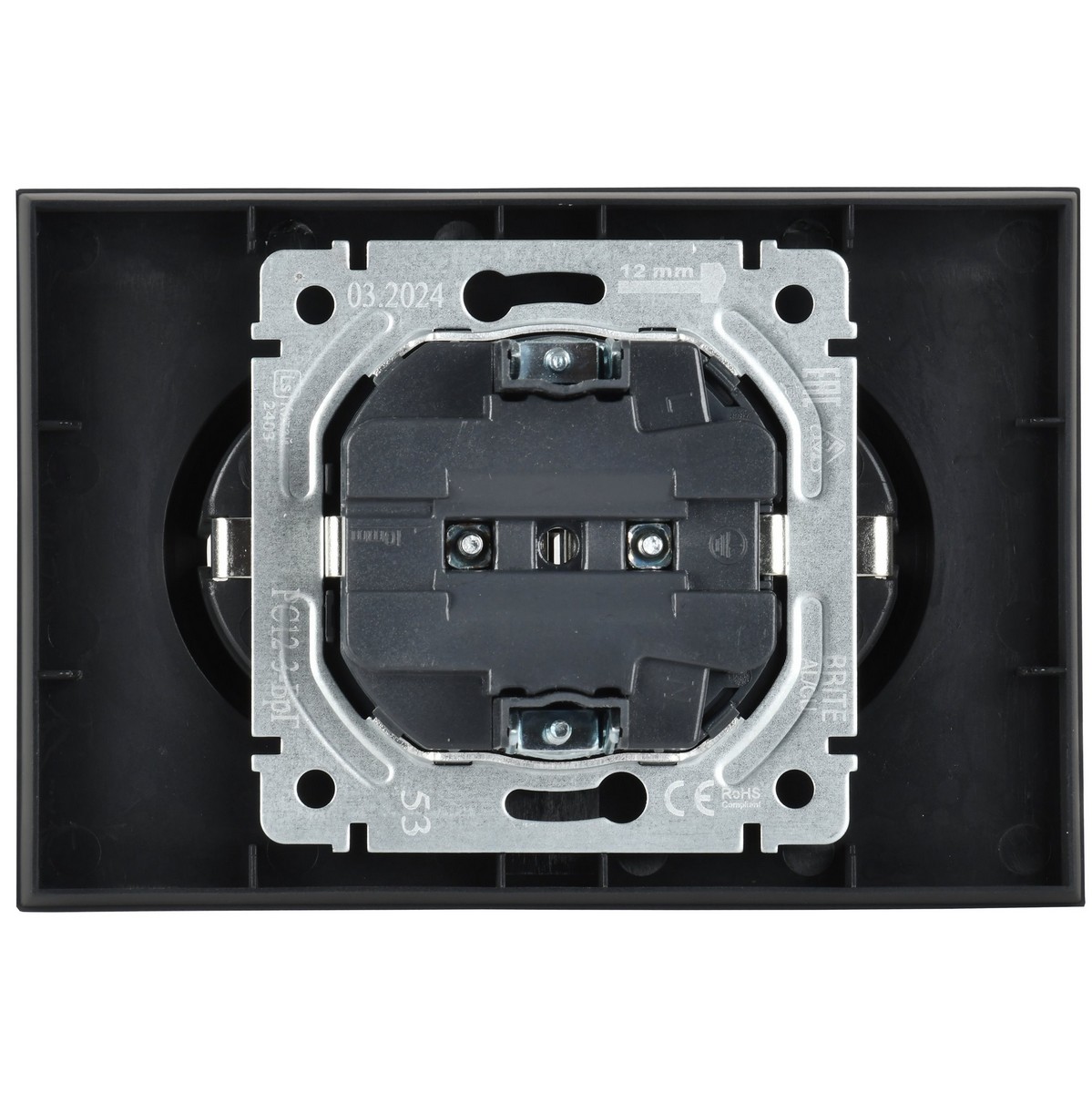 IEK Brite Графит Розетка IEK BRITE 2-ая с/з без шторок 16А в сборе РС12-3-БрГ графит BR-R21-16-K53-F