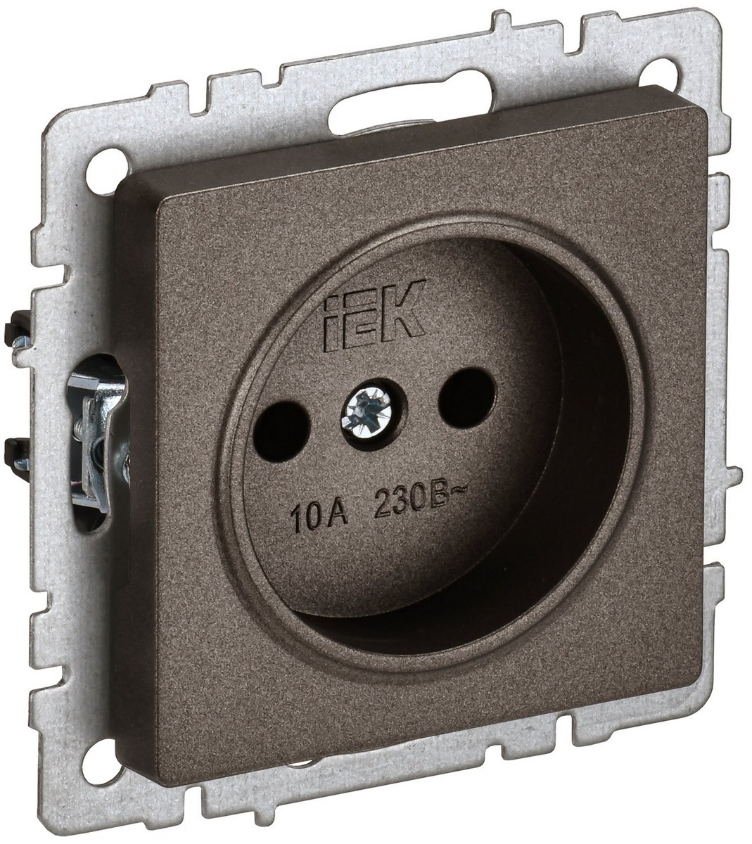 Розетка IEK BRITE 1-местная без заземления без защитных шторок 10А РС10-1-0-БрТБ темная бронза BR-R1