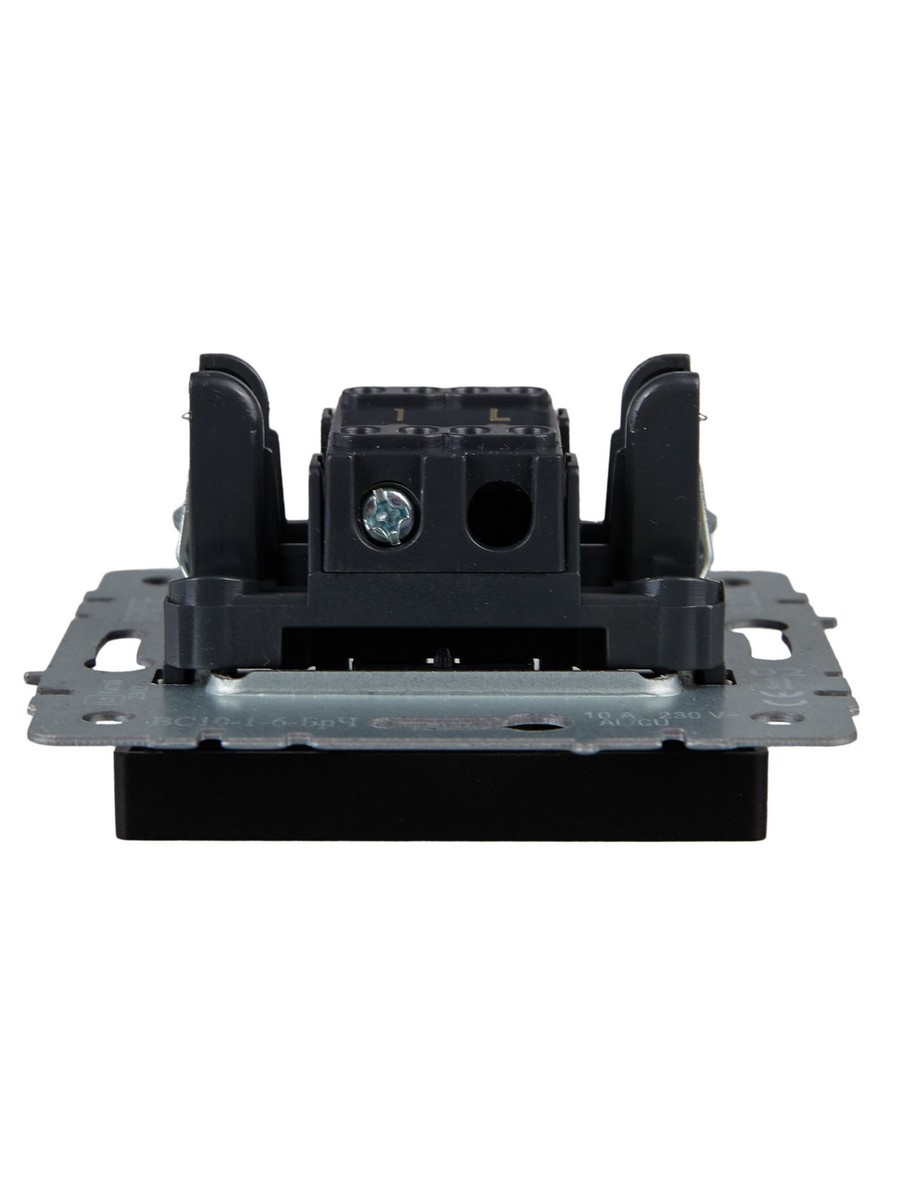 Выключатель IEK BRITE 1-клавишный проходной 10А ВС10-1-6-БрЧ черный BR-V12-0-10-K02