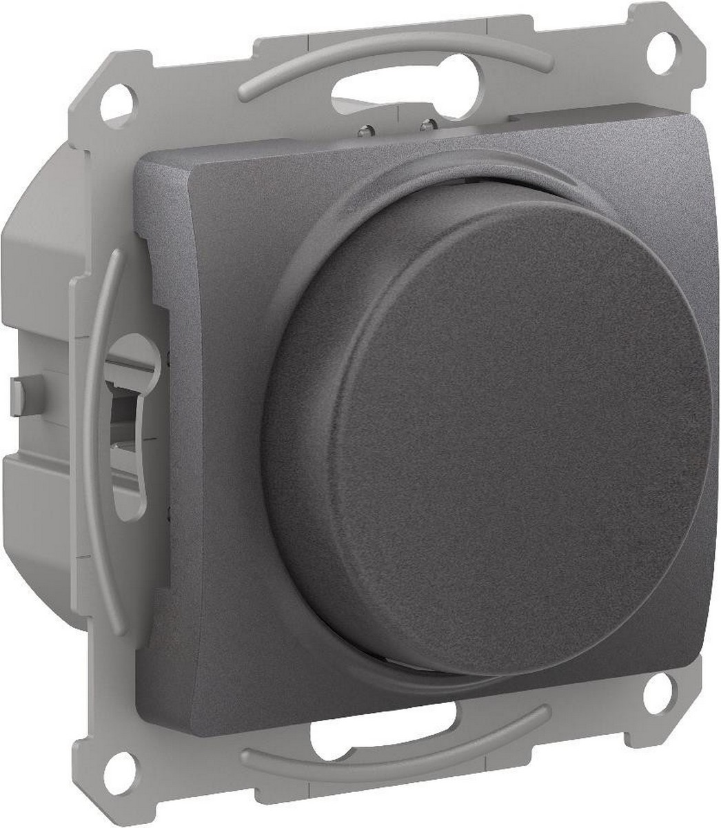 Glossa Графит Светорегулятор Systeme Electric Glossa Графит (диммер) повор-нажим, LED, RC, 400Вт, мех. GSL001323
