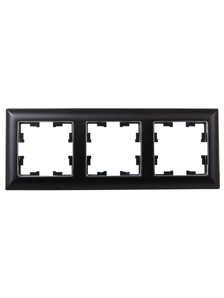 Рамка IEK BRITE DECOR Черный/хром 3D-форма 3-мест. РУ-3-Бр BR-M32-12-2-K23