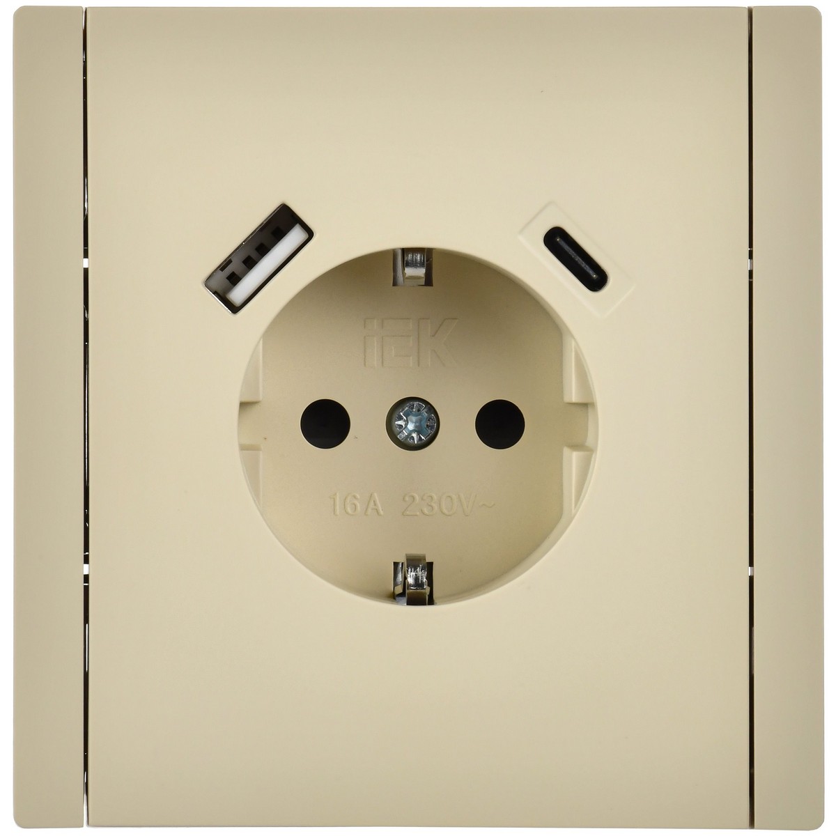 IEK FORTE&PIANO Ваниль Розетка IEK FORTE&PIANO Ваниль с/з со шт винтовое крепление 16А USB A+C 18Вт FP447