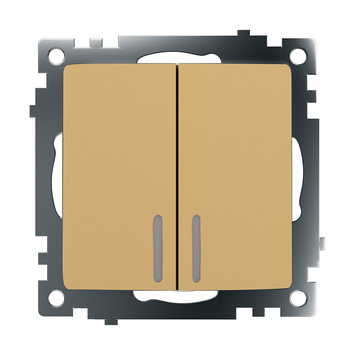 Катрин - Розетки и выключатели Stekker Выключатель 2-клавишный c индикатором STEKKER GLS10-7102-08 10А Катрин золото 49217