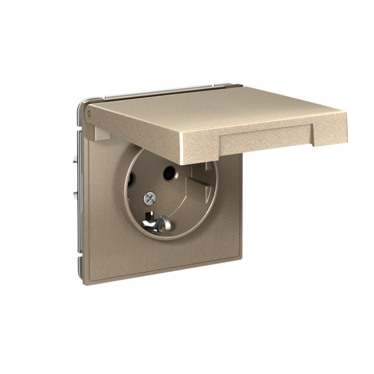 Розетка Systeme Electric ArtGallery Шампань с заземл. со шторк. с крышкой 16А IP20 GAL000546
