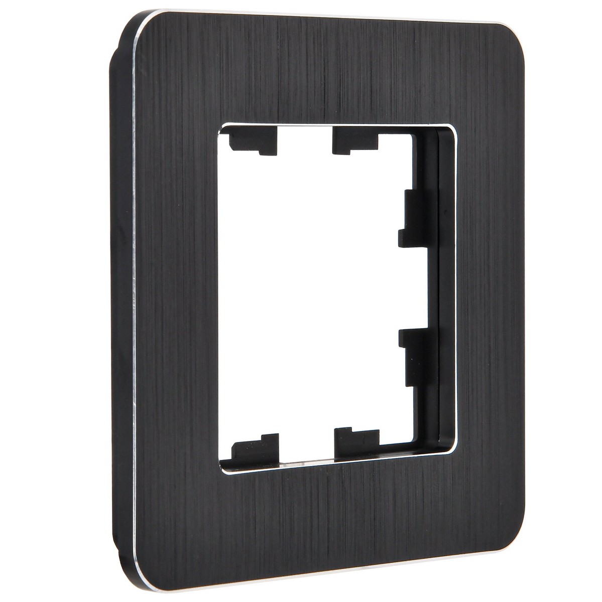 IEK Brite Рамки Рамка IEK BRITE DECOR Черный/алюм металл. скругл.угол 1-м РУ-1-1-Бр RE AL BR-M12-M-21-K02