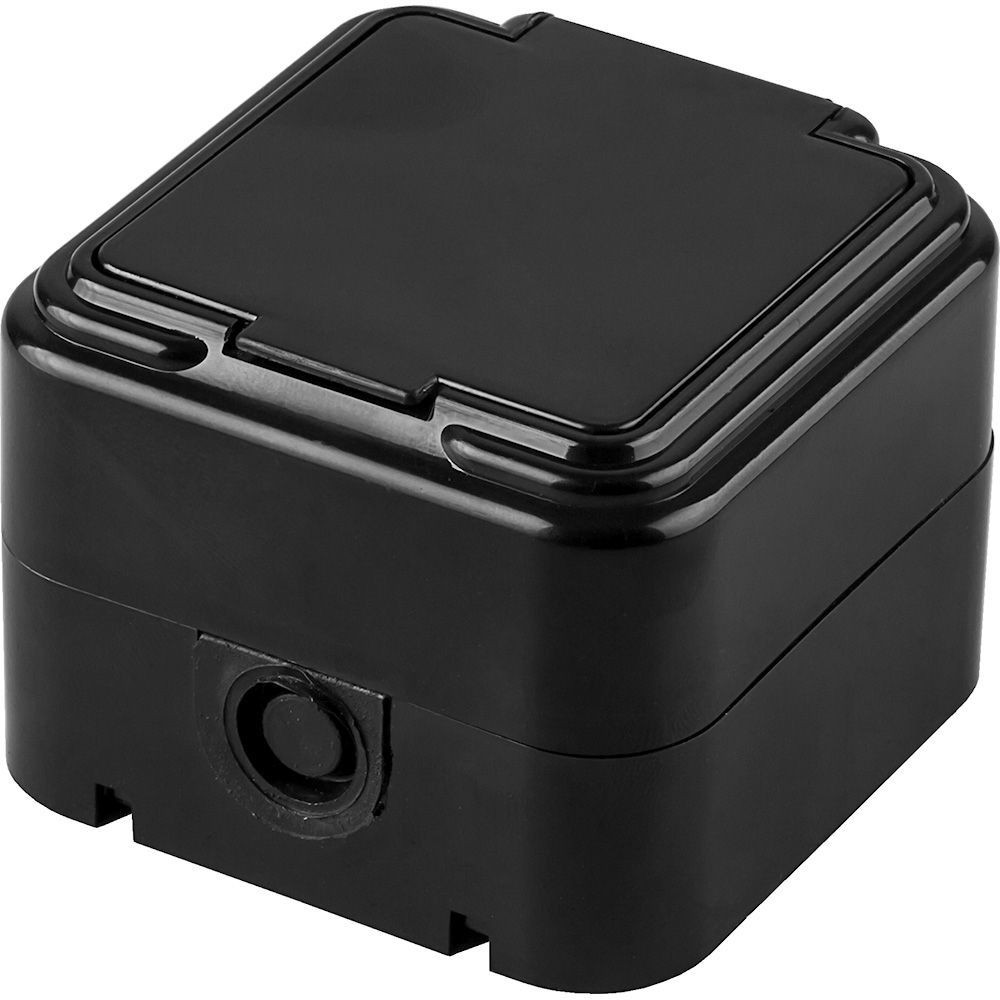 Накладные розетки и выключатели Stekker Розетка 1-местная с/з с крышкой STEKKER PST16-21-44 16А IP44 черный Брест 32741