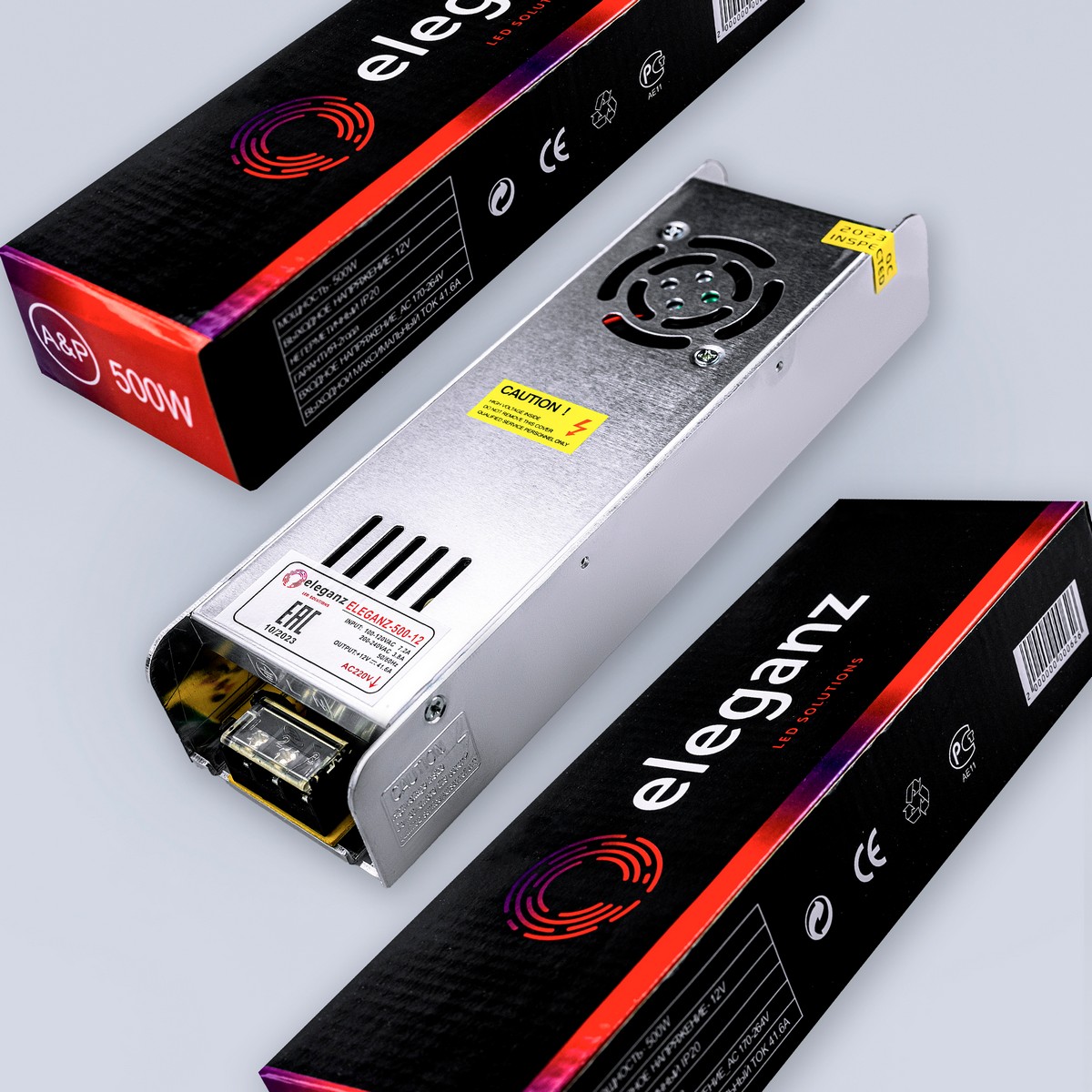Блок питания для светодиодной ленты Eleganz 12V 500W IP20 узкий 1115