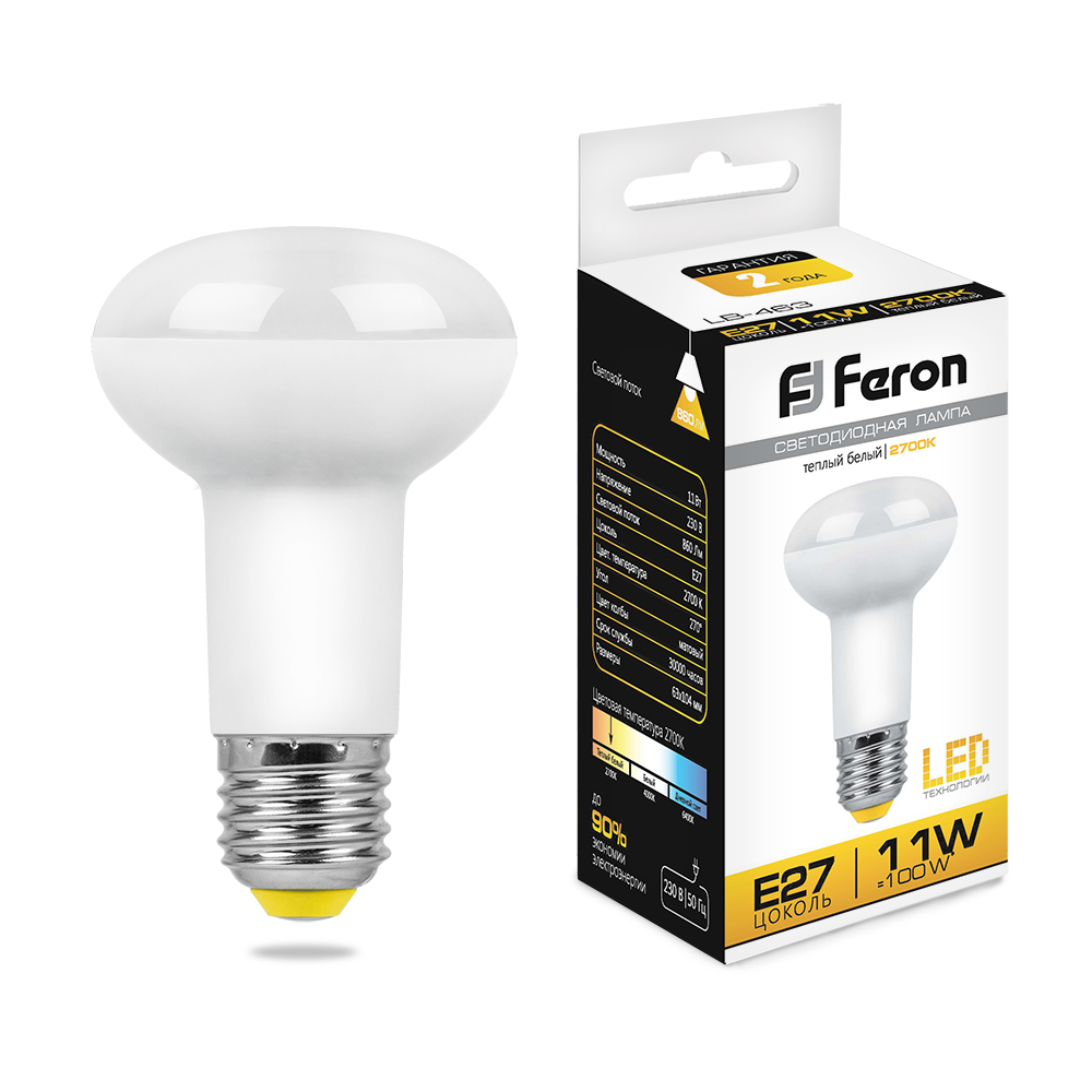 Лампа светодиодная Feron LB-463 E27 11W 2700K R63 230V 25510