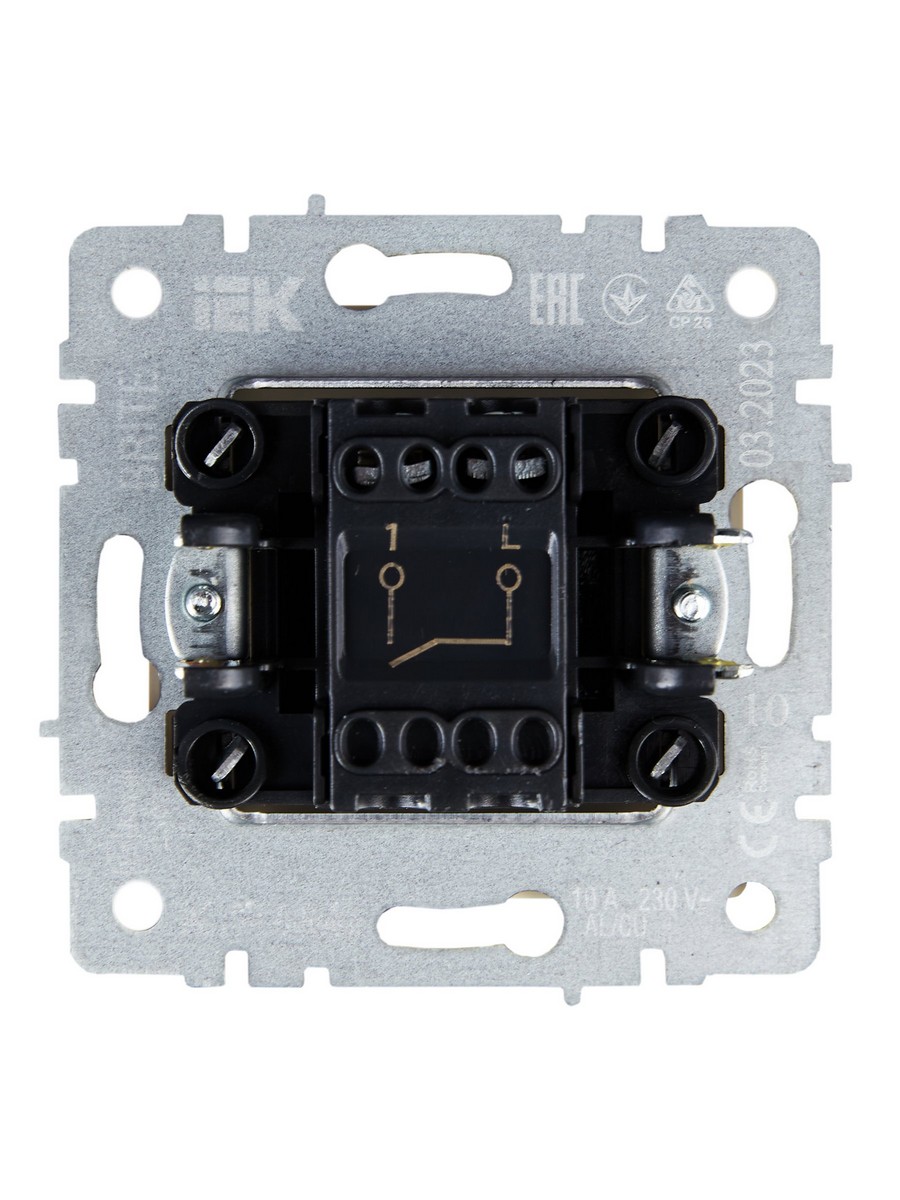 IEK Brite Бежевый Выключатель IEK BRITE 1-клавишный 10А ВС10-1-0-БрКр бежевый BR-V10-0-10-K10