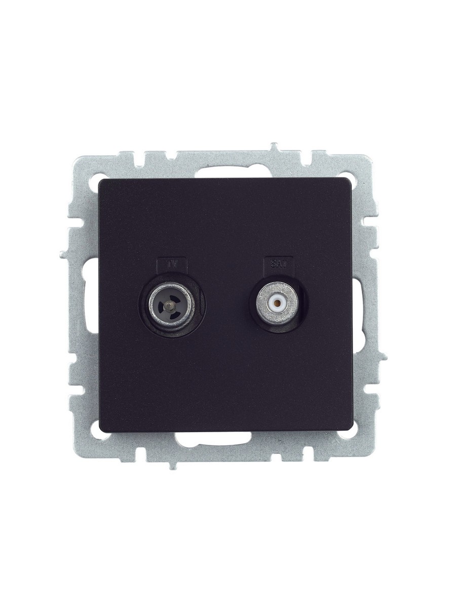 IEK Brite Черный Розетка IEK BRITE двойная TV+SAT РТВ/РСп12-БрЧ черный BR-AF20-O-K02