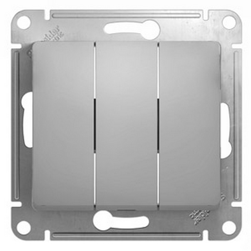 Выключатель Systeme Electric Glossa Алюминий 3-клавишный, сх.3 GSL000331