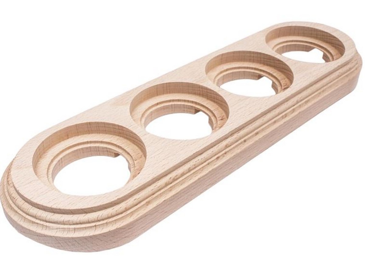 Bironi Лизетта - Ретро розетки и выключатели Рамка 4-ая BIRONI Натурэль на бревно 240мм BFC24-640-10