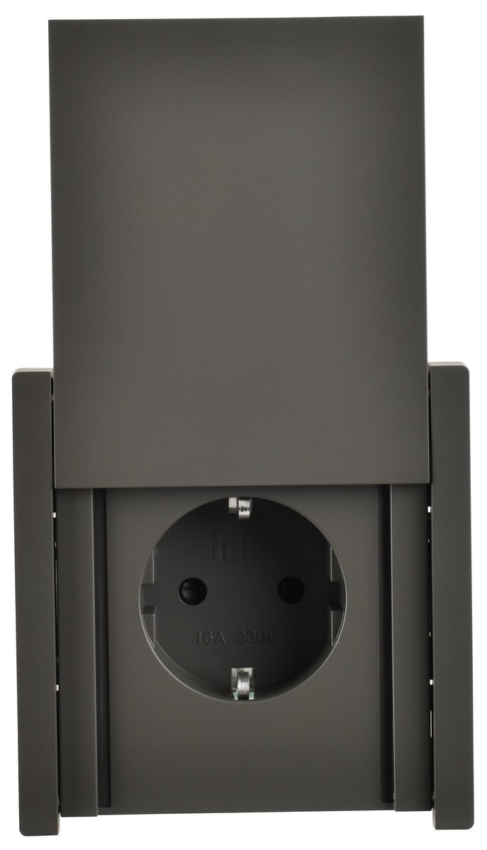 IEK FORTE&PIANO Серый Розетка IEK FORTE&PIANO Серый с/з со шт с крышкой безвинтовое крепление 16А IP44 FP319