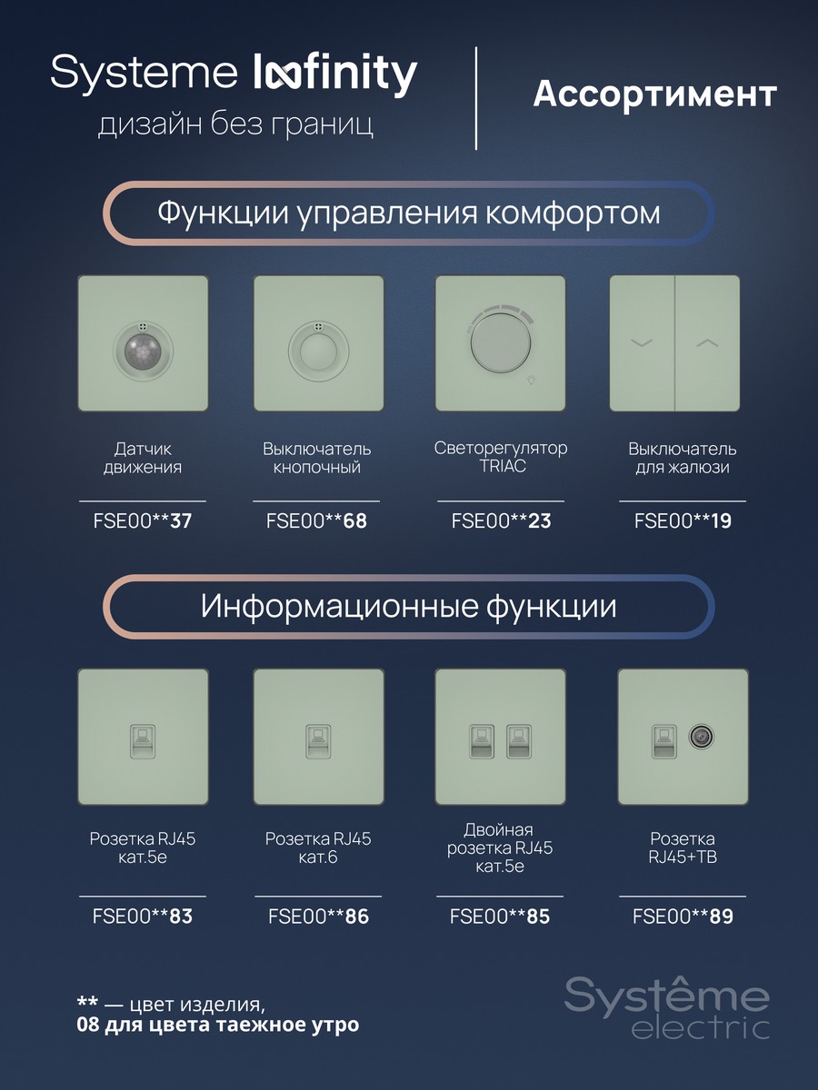 Розетка Systeme Electric Infinity Таежное утро информационная RJ-45 кат.6 2-я FSE000888