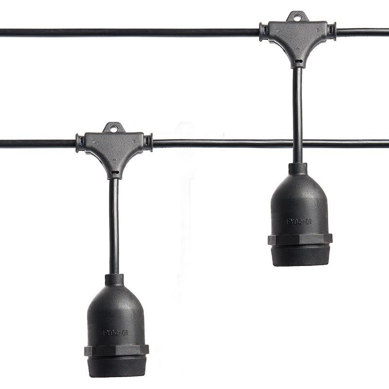 Гирлянда Белт-лайт Feron CL50-25-1 на подвесах 50 шт Е27 шаг 50 см черный 25 м+шнур 1,5 м 230V  IP65  41866