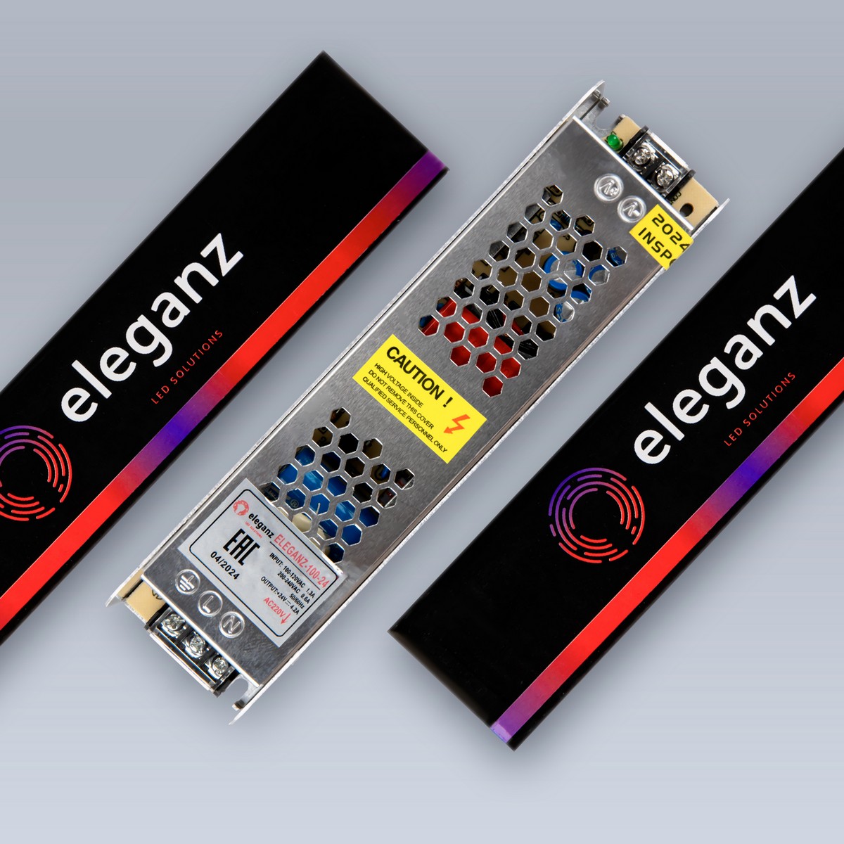 Блок питания для светодиодной ленты Eleganz 24V 100W IP44 узкий 139х47х21мм EL-0008