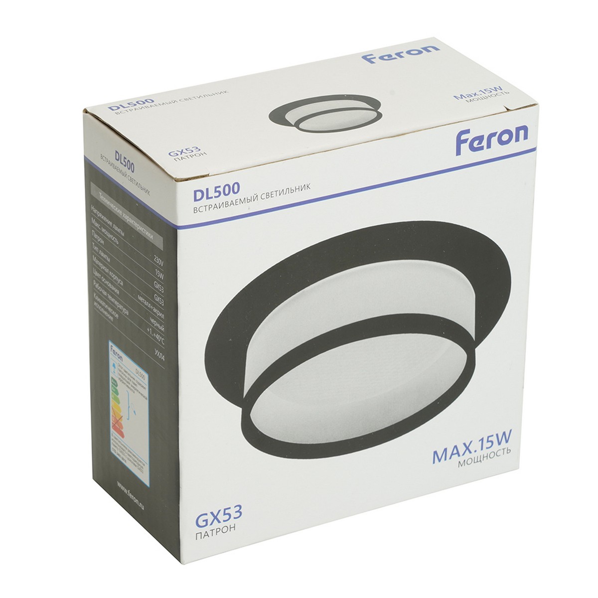 Светильник встраиваемый Feron DL500 потолочный GX53 черный круг 51086