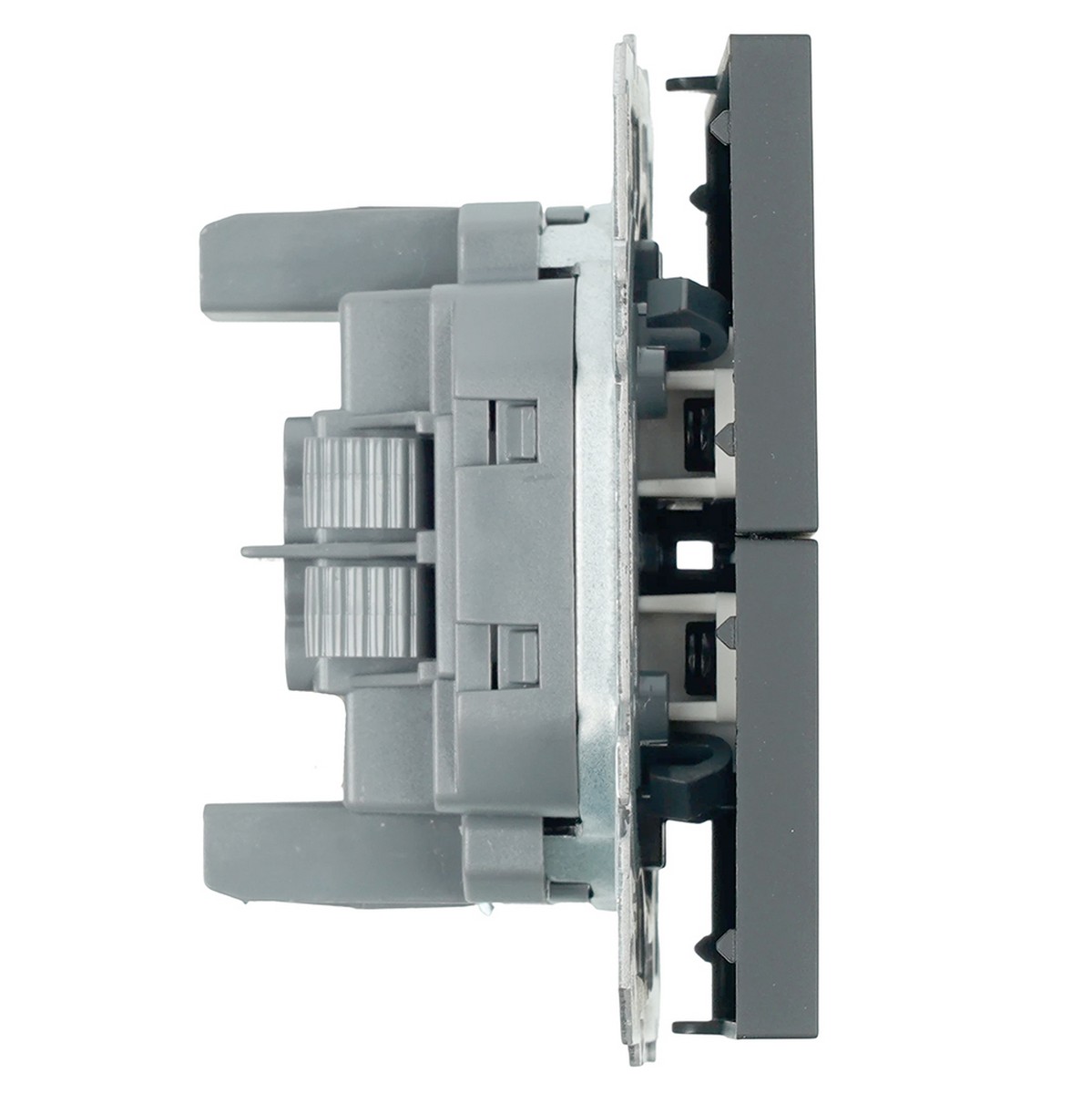 Выключатель 2-клавишный STEKKER Эмили RSW10-5104-10ZK платиново-серый, soft touch 50239