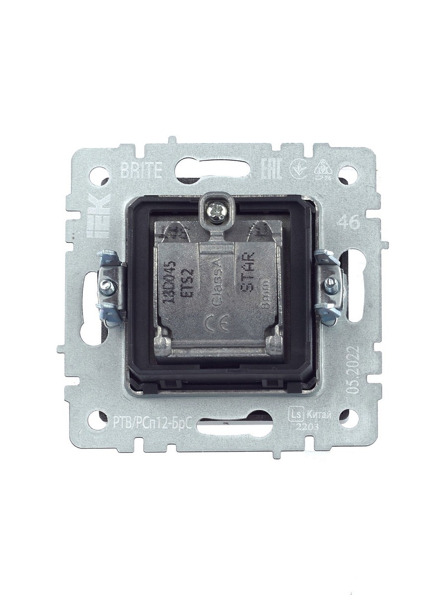Розетка IEK BRITE двойная TV+SAT РТВ/РСп12-БрС сталь BR-AF20-O-K46
